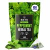 BLUE TEA Peppermint Tea 100 Count Plant Based Tea Bag Caffeine Free Herbal Tea