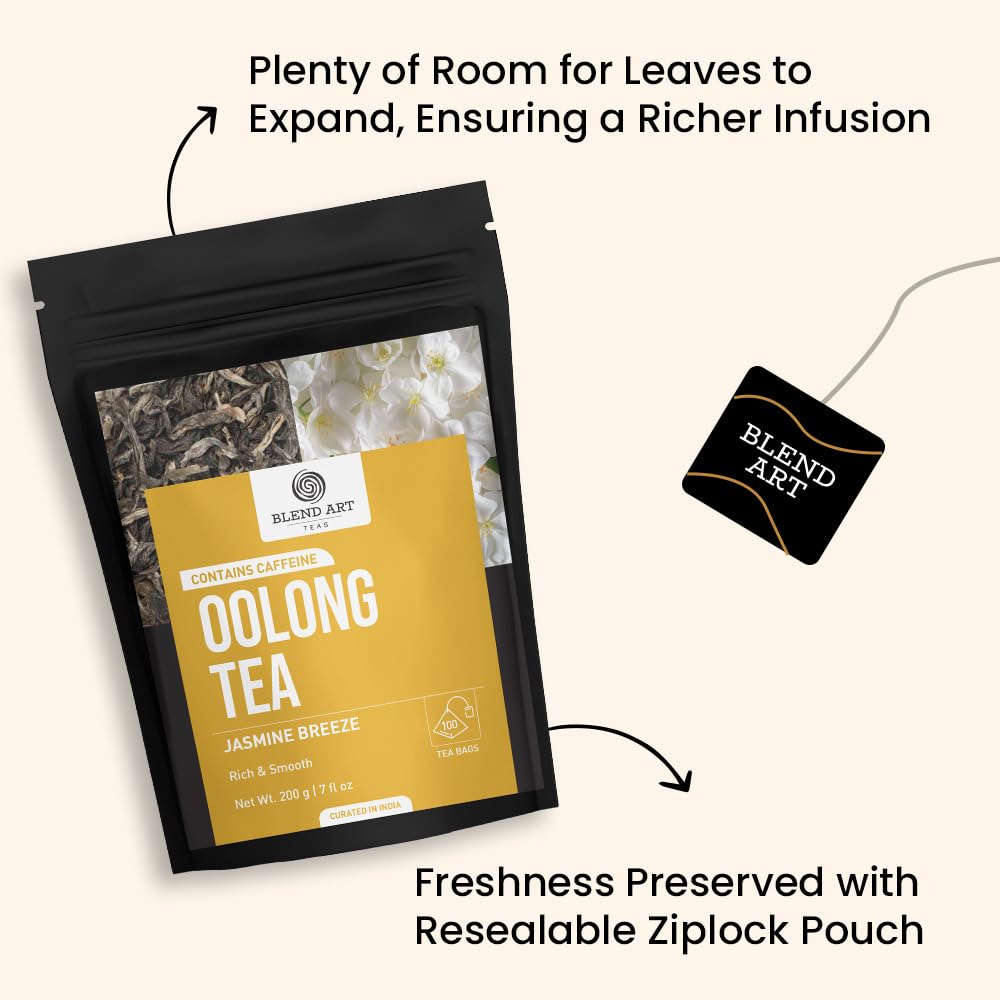 Blendart Jasmine Oolong Tea bags for weight loss 100 Count