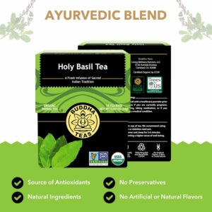 Buddha Teas Holy Basil Organic Herbal Tea Caffeine Free 100% Kosher & Non-GMO 18 Tea Bags Pack of 1