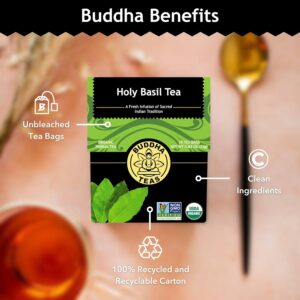 Buddha Teas Holy Basil Organic Herbal Tea Caffeine Free 100% Kosher & Non-GMO 18 Tea Bags Pack of 1