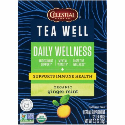 Celestial Seasonings TeaWell Herbal Tea Organic Ginger Mint 12 Teabags