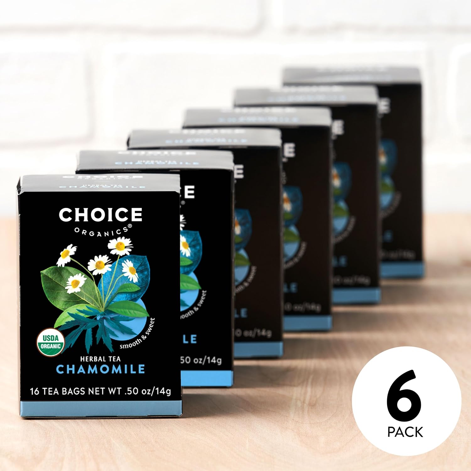 Choice Organics Organic Chamomile Tea 1 Pack Compostable Caffeine Free 16 Organic Herbal Tea Bags