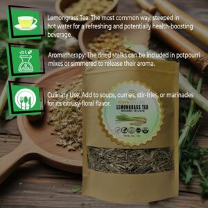 Cure wid Pure Organic Dried Lemongrass Cut & Sifted 4oz in a Resealable Bag