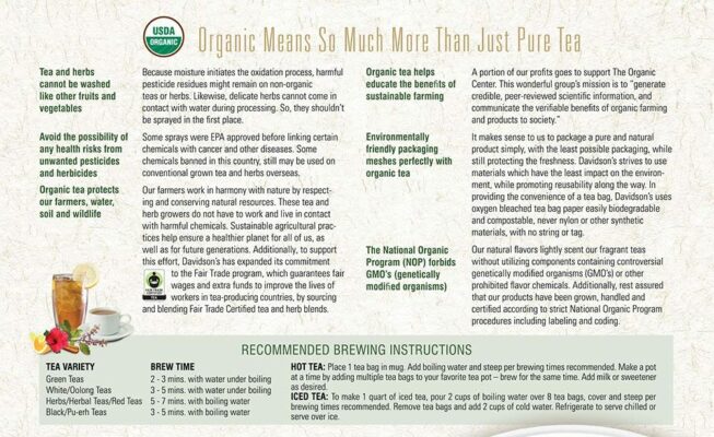 Davidson's Organics Tulsi Hibiscus Flower 100 count Unwrapped Tea Bags