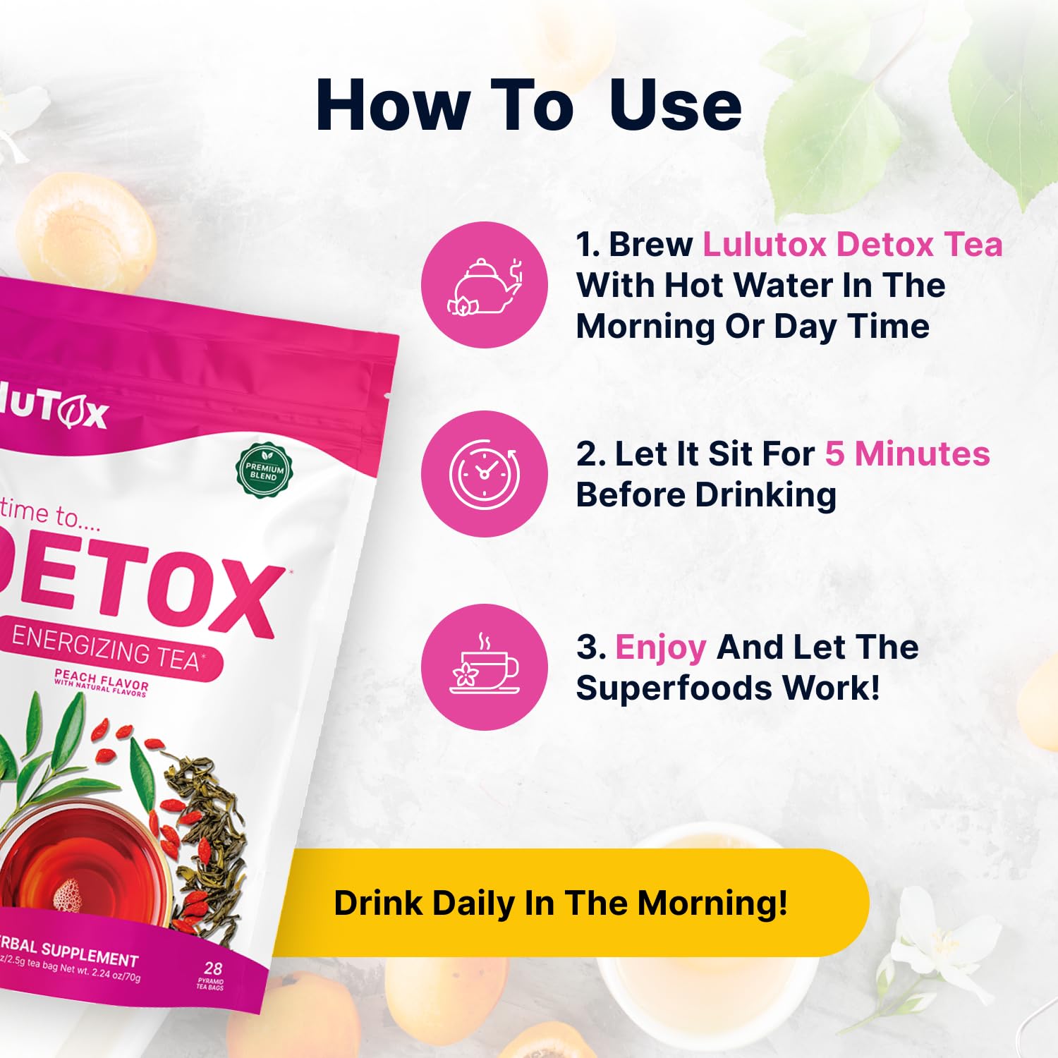 Detox Tea Healthy for Detox Cleanse Weight and Digestive Health Women & Men Peach Flavor 28 Servings