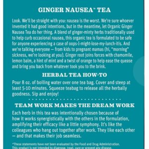 Earth Mama Organic Ginger Nausea™ Tea Nausea + Morning Sickness 16 Teabags Pack of 1