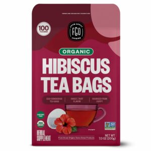 FGO Organic Hibiscus Tea 100 Count Caffeine Free Pack of 1