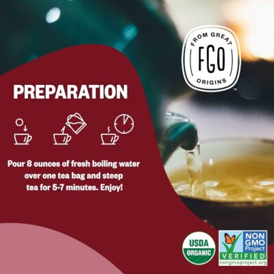 FGO Organic Hibiscus Tea 100 Count Caffeine Free Pack of 1