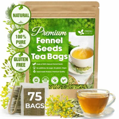 FreshDrinkUS Premium 75 Fennel Seed Tea Bags 100% Natural & Pure No Sugar No Caffeine