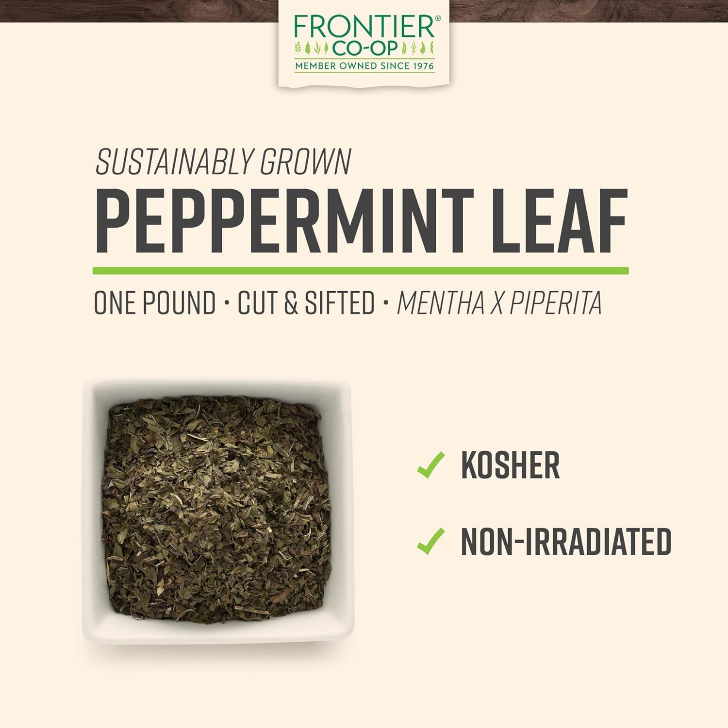 Frontier Co-op Bulk Peppermint Leaf 1 Pound Cut Sifted Peppermint For Tea & Cooking Cool Refreshing Scent