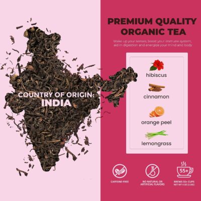 Gardenika Organic Cinnamon Hibiscus Loose Leaf Tea Natural & Antioxidant Rich Caffeine Free 55+ Cups