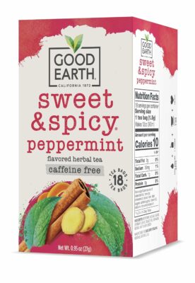Good Earth Sweet & Spicy Caffeine Free Peppermint Herbal Tea 18 Tea Bags Pack of 6