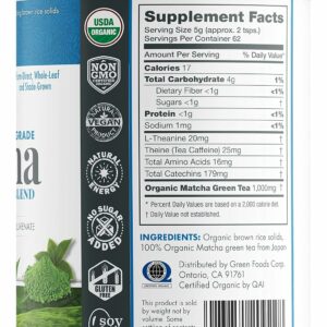 Green Foods Organic Ceremonial Grade Matcha Green Tea 11oz