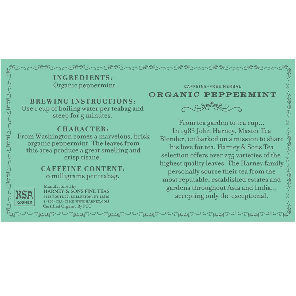 Harney & Sons Organic Peppermint Tea 50 Tea Bags