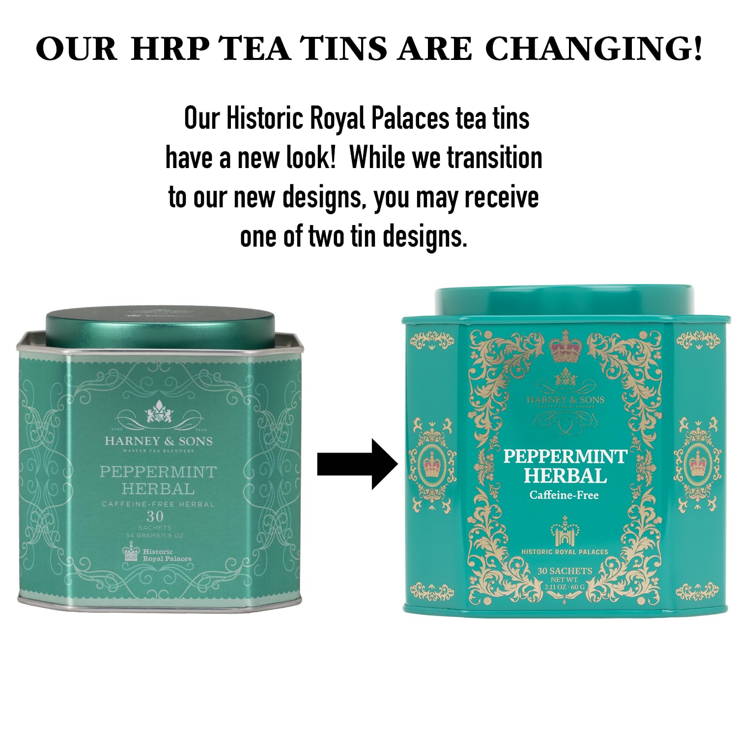 Harney & Sons Peppermint Herbal Tea in Sachets, Caffeine-Free Herbal, 30 Sachets