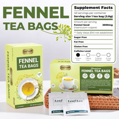 LeafLea 40 Fennel Tea Bags 100% Natural & Pure Fennel Seed Tea Caffeine Free