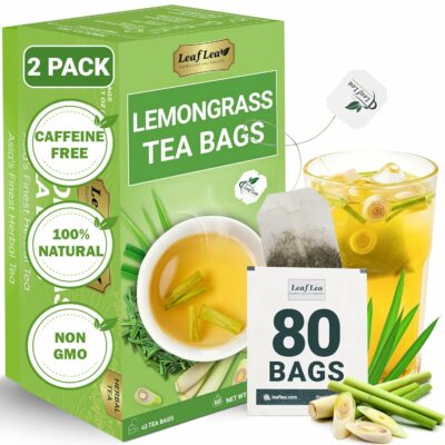 LeafLea 80 Premium Lemongrass Tea Bags Natural Herbal Lemongrass Leaves Caffeine Free