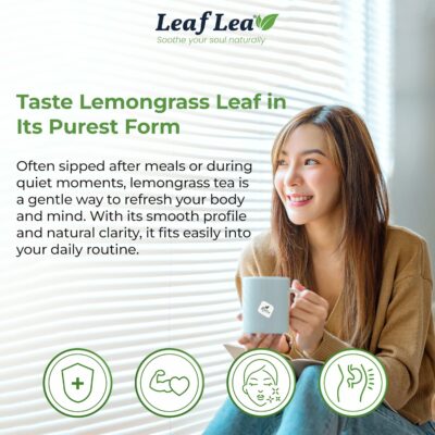 LeafLea 80 Premium Lemongrass Tea Bags Natural Herbal Lemongrass Leaves Caffeine Free