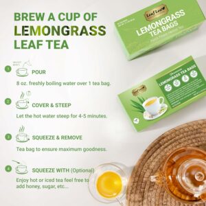 LeafLea 80 Premium Lemongrass Tea Bags Natural Herbal Lemongrass Leaves Caffeine Free