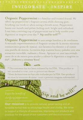 Lifestyle Awareness Organic Peppermint Tea Caffeine Free 20 Tea Bags Pack of 6
