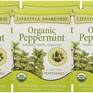 Lifestyle Awareness Organic Peppermint Tea Caffeine Free 20 Tea Bags Pack of 6