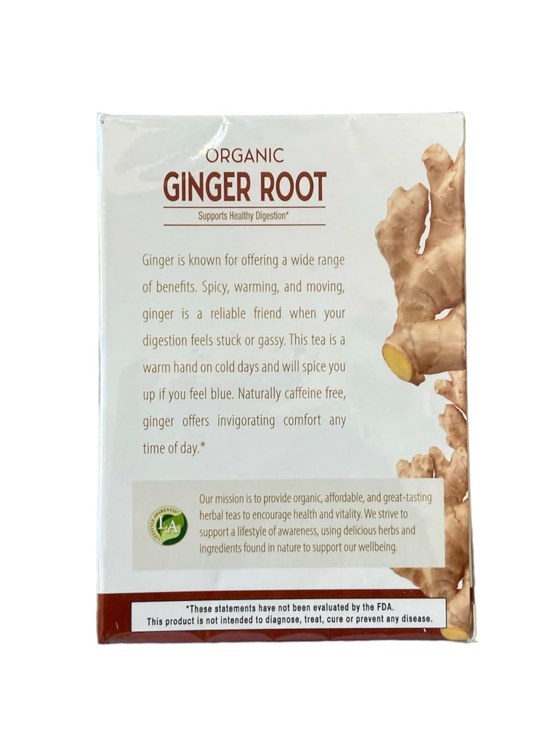 Lifestyle Awareness Teas Caffeine Free Organic Ginger Root Tea 20 Count Pack of 1