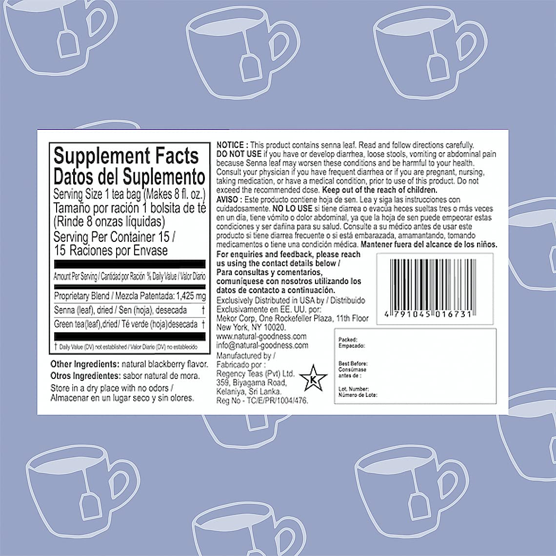 Loveeta Wellness Weight Loss Tea Blackberry 15 Tea Bags Sugar Free & 100% Natural