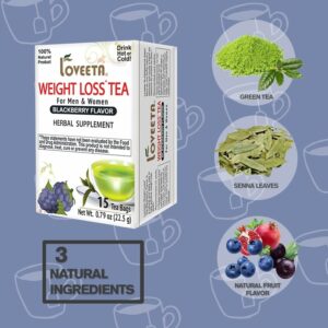 Loveeta Wellness Weight Loss Tea Blackberry 15 Tea Bags Sugar Free & 100% Natural