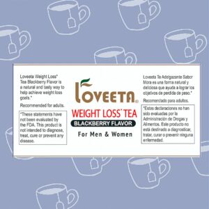 Loveeta Wellness Weight Loss Tea Blackberry 15 Tea Bags Sugar Free & 100% Natural