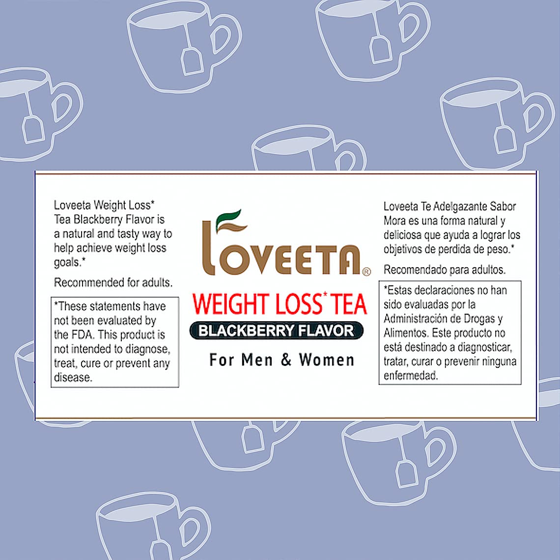 Loveeta Wellness Weight Loss Tea Blackberry 15 Tea Bags Sugar Free & 100% Natural