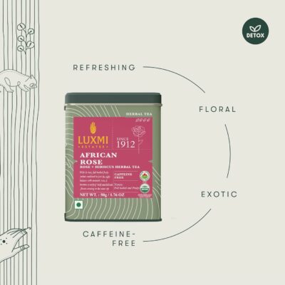 Luxmi Estates African Rose Organic Hibiscus Rose Tea Loose Leaf 50g 25 Cups