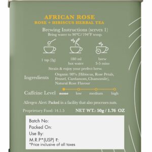 Luxmi Estates African Rose Organic Hibiscus Rose Tea Loose Leaf 50g 25 Cups