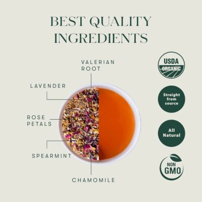 Luxmi Estates Valerian Dream Caffeine Free Tea For Sleep, Relaxing, Calming, and Stress Relief 50 Tea Bags