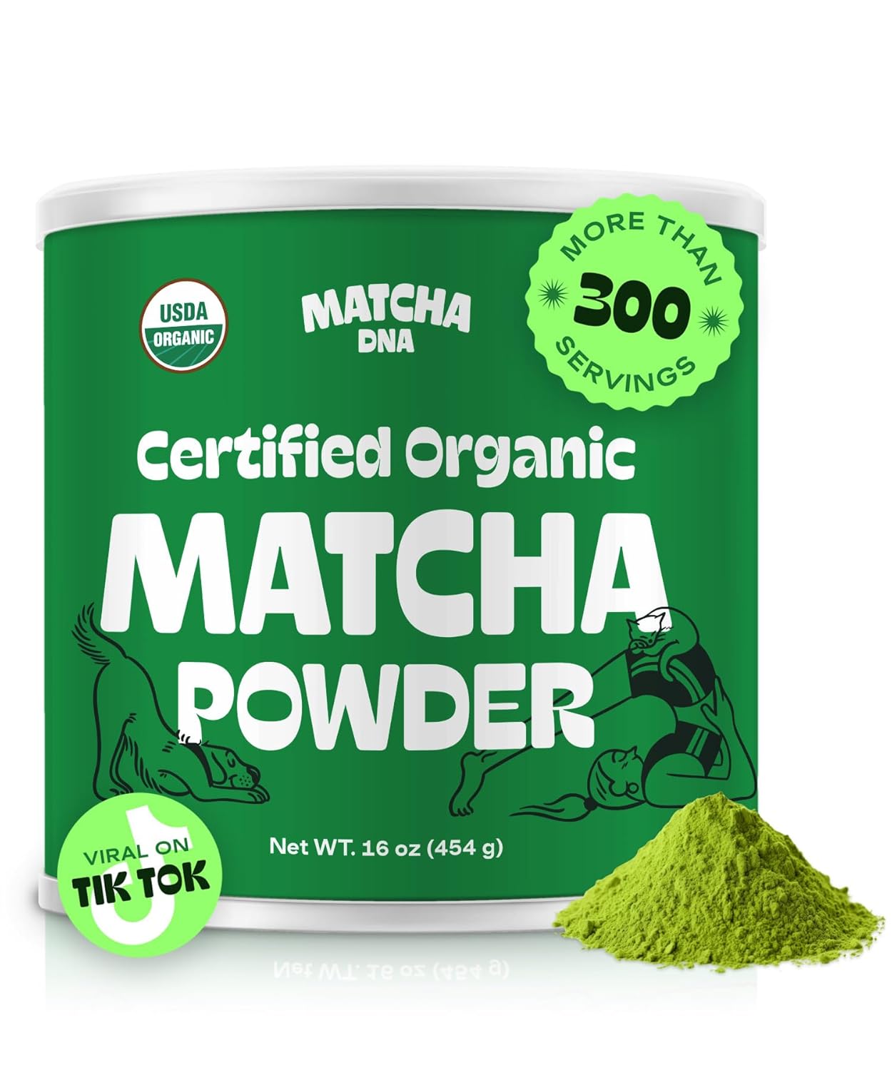 MATCHA DNA Certified Organic Matcha Green Tea Powder 16 oz TIN CAN