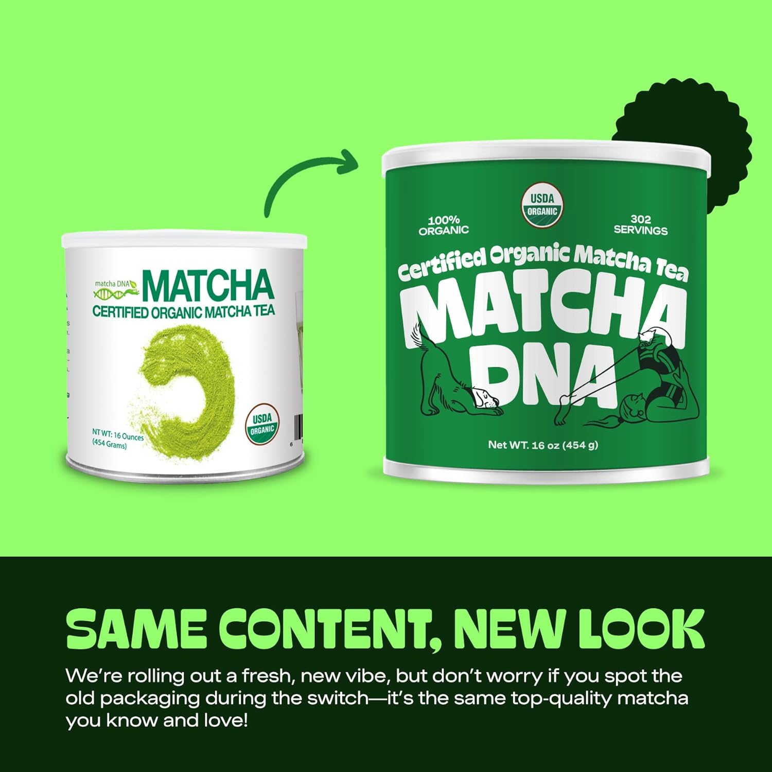 MATCHA DNA Certified Organic Matcha Green Tea Powder 16 oz TIN CAN