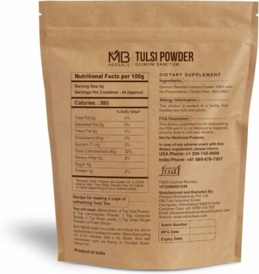 MB Herbals Tulsi Powder 8 oz 0.5 lb 227 Gram