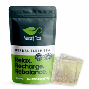 MagniTea Herbal Sleep Muscle Relaxation Tea Bedtime Solution Blend Stress Relief Melatonin Free