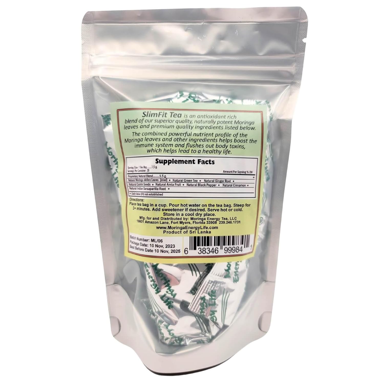 Moringa SlimFit Tea 28 tea bags Keto Detox Paleo Vitamin & Minerals Booster