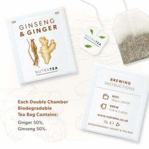 Nutra Tea Ginger & Ginseng Tea 20 Tea Bags Herbal Tea