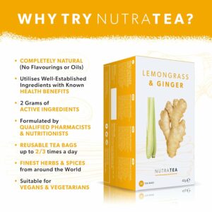 Nutra Tea Lemongrass & Ginger Tea 20 Tea Bags Herbal Tea
