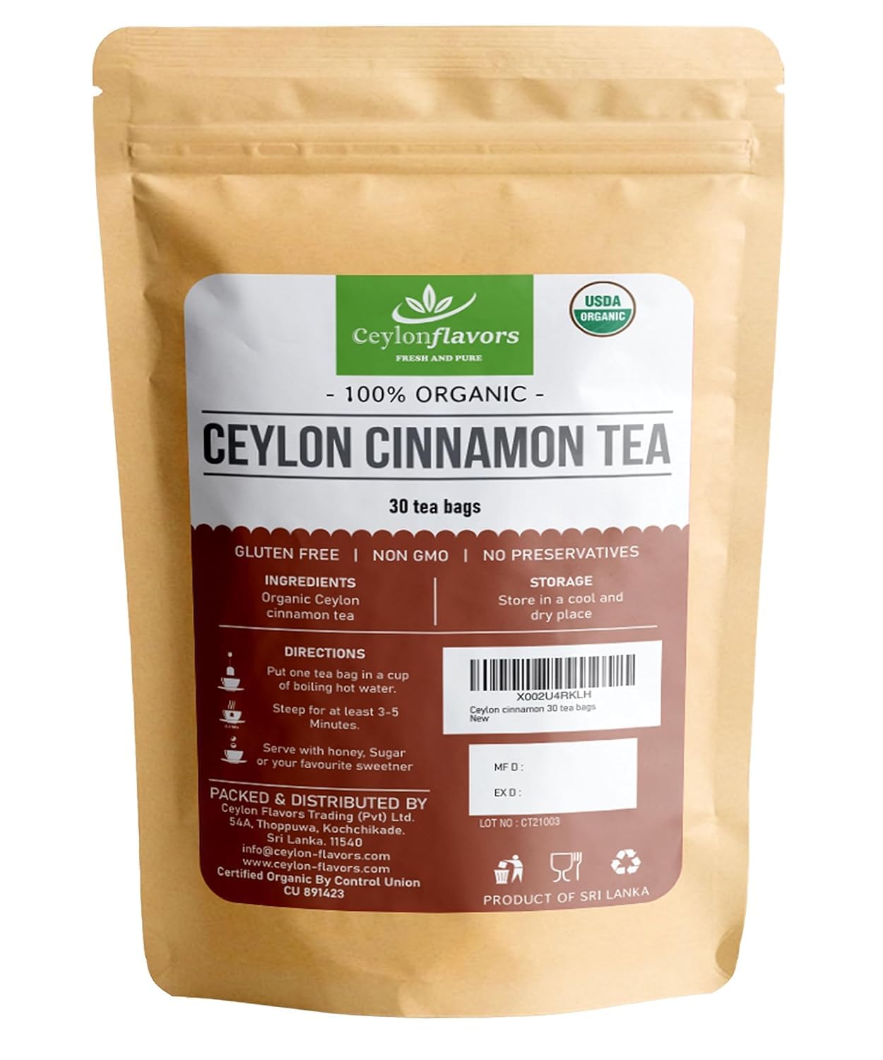 Organic Ceylon cinnamon tea bags