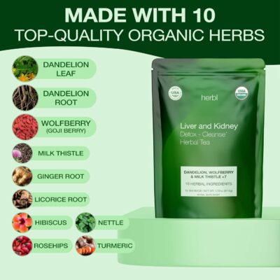Organic Dandelion Wolfberry Tea Kidney and Liver Detox Tea Organic Liver Kidney Cleanse & Detox Herbal Tea
