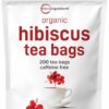 Organic Hibiscus Tea Bags 200 Teabags Caffeine Free Herbal Tea Eco-Friendly Hemp Paper Tea Bags