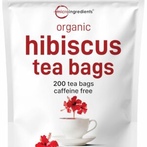 Organic Hibiscus Tea Bags 200 Teabags Caffeine Free Herbal Tea Eco-Friendly Hemp Paper Tea Bags