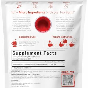 Organic Hibiscus Tea Bags 200 Teabags Caffeine Free Herbal Tea Eco-Friendly Hemp Paper Tea Bags