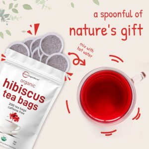 Organic Hibiscus Tea Bags 200 Teabags Caffeine Free Herbal Tea Eco-Friendly Hemp Paper Tea Bags
