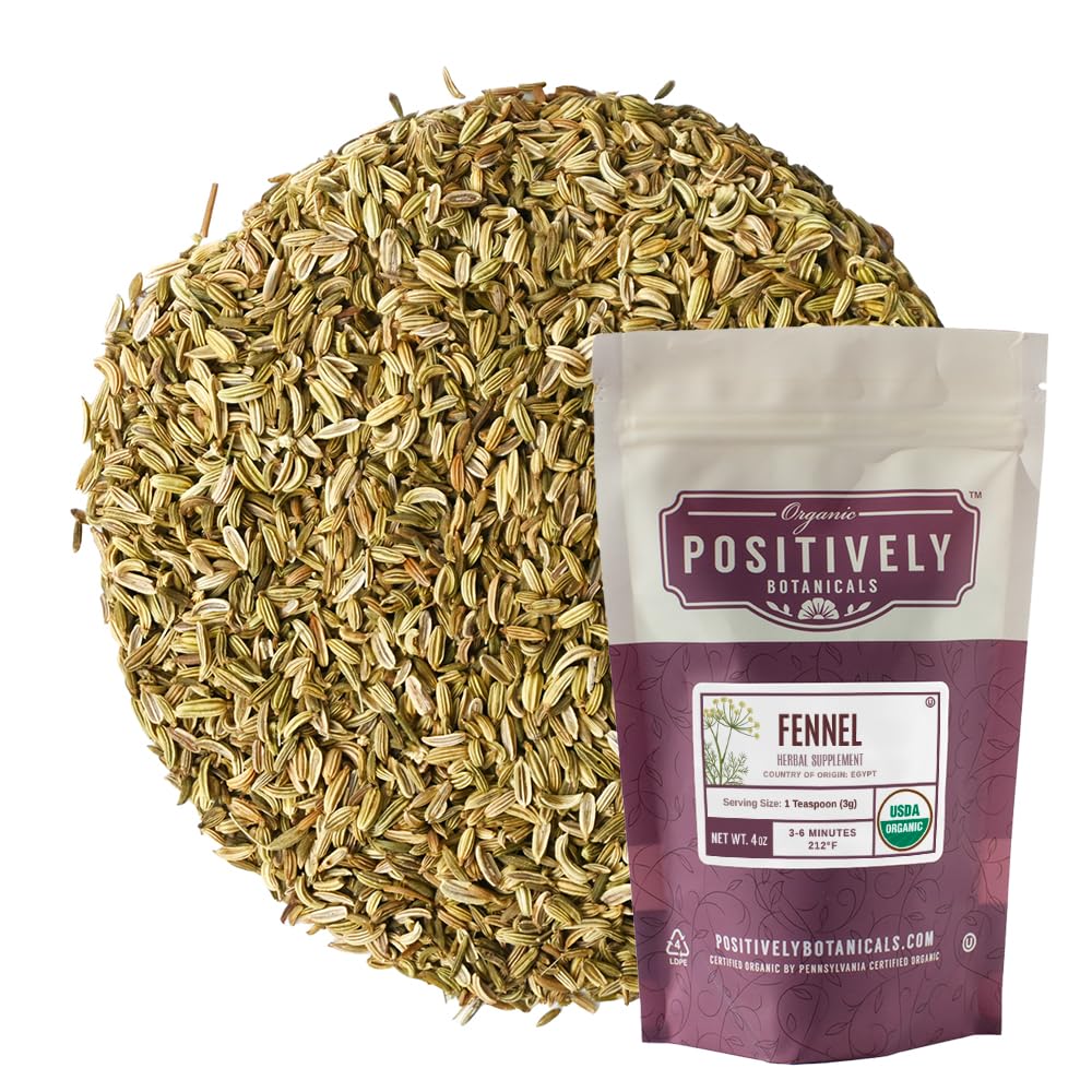 Organic Positively Botanicals Company Fennel Seed Herbal Tea 4 Ounce