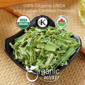 Organic Way Dried Lemongrass Fine Cut & Sifted Herbal Tea Organic & Kosher Certified 12LBS 8Oz