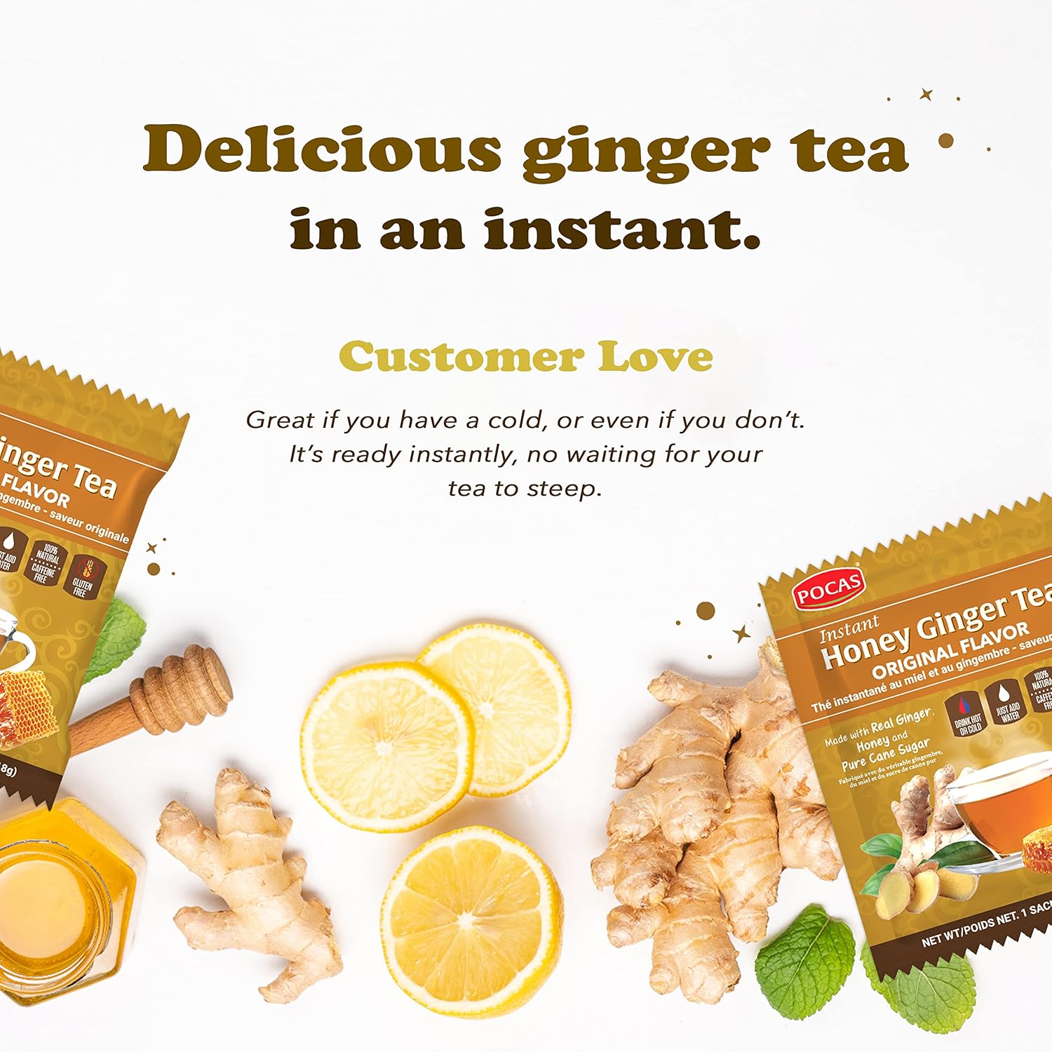 Pocas Honey Ginger Tea Original Instant Powder 20 Pack