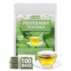 Premium Peppermint Tea Bags 100 Tea Bags Made with 100% Natural Peppermint Leaves No Additives & Caffeine Free